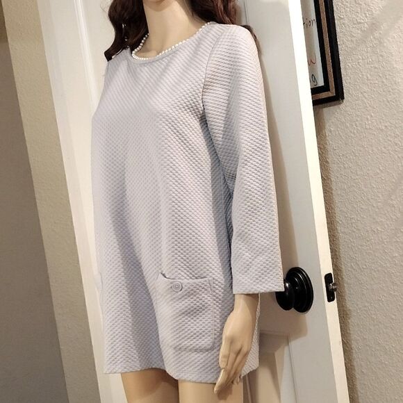 Coldwater Creek Women's Size Small Silver Gray Quilted Flowy Waffle Tunic Top - Picture 2 of 8